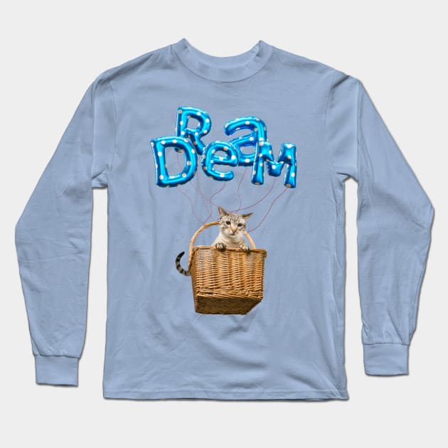 Dream (Blue Background) Long Sleeve T-Shirt by leBoosh-Designs